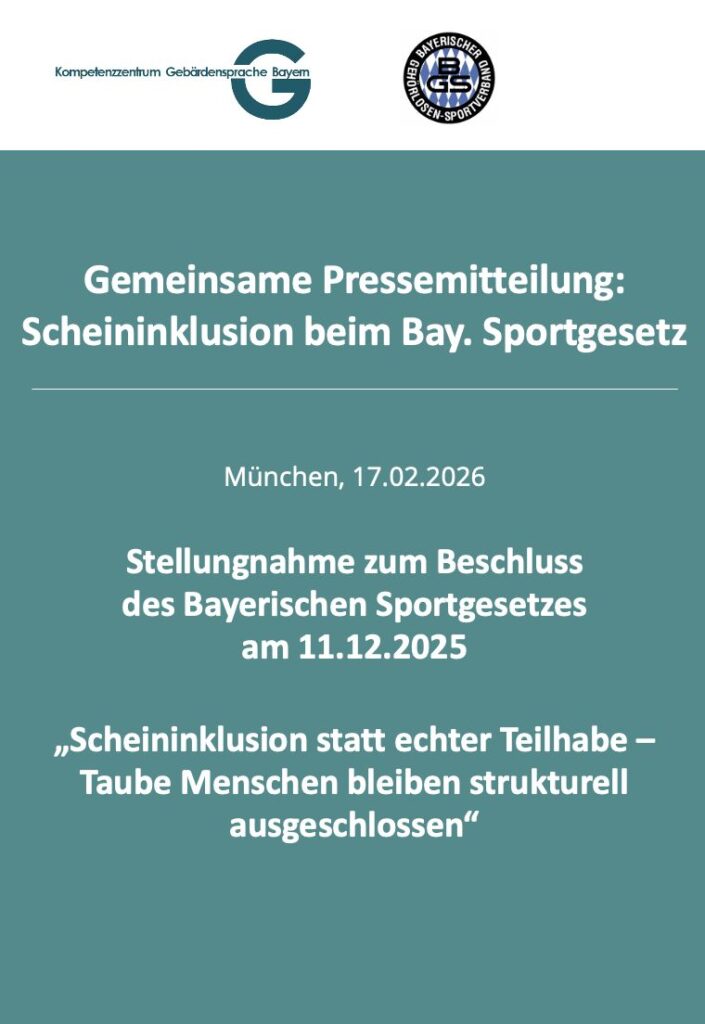Gemeinsame Pressemitteilung: Scheininklusion beim Bay. Sportgesetz